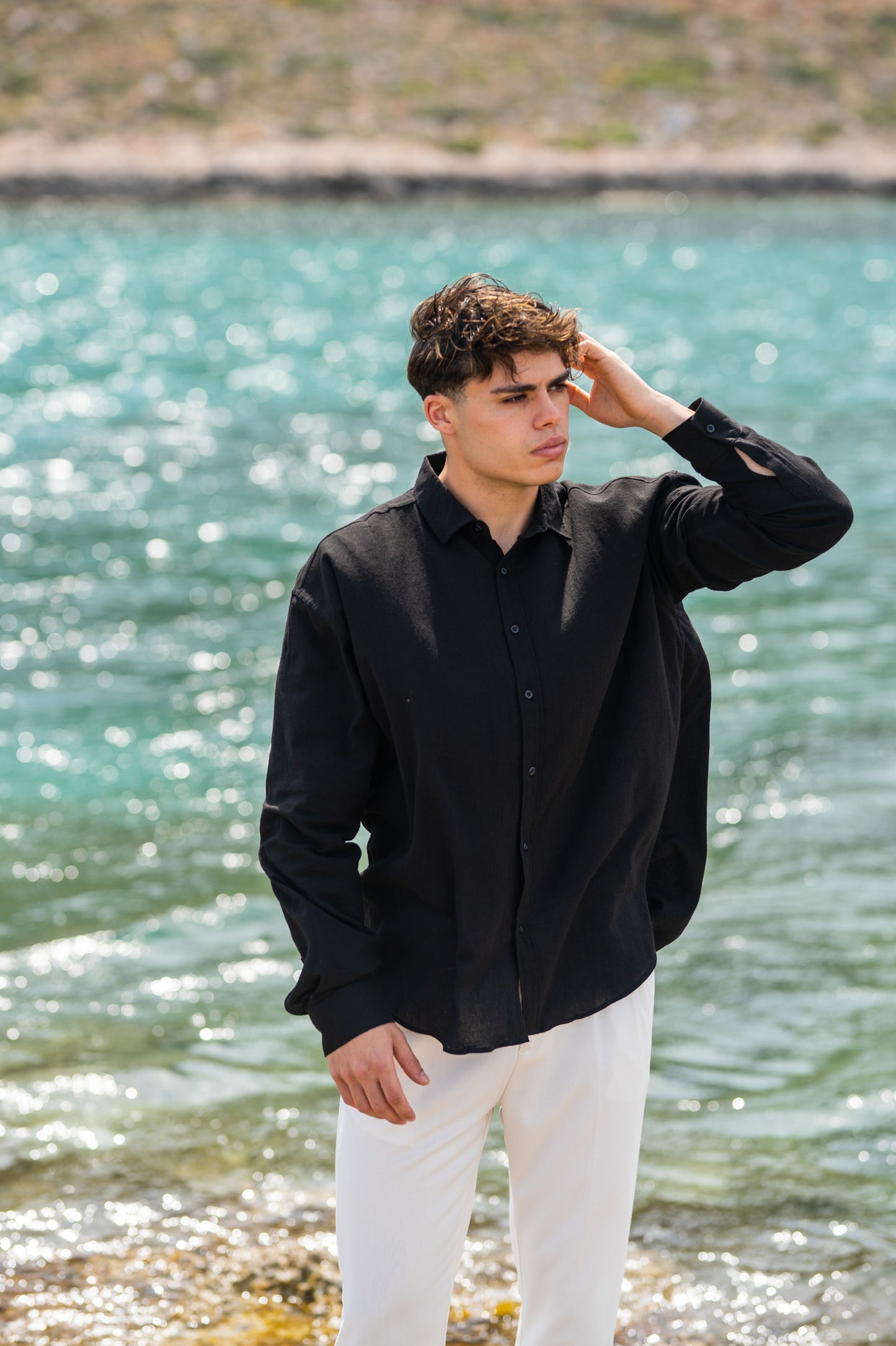 Cartel Black Oversized Linen - Shirt