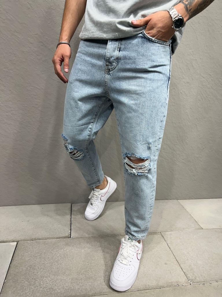 Cartel Light Blue Baggy Ripped - Jeans