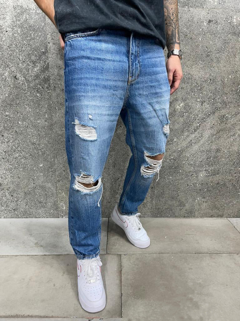 Cartel Deep Blue Baggy Ripped - Jeans