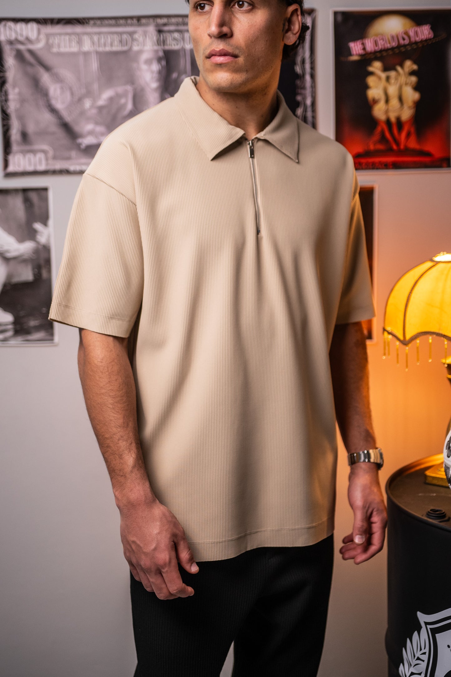 Marrakech Beige Zipped - T-Shirt