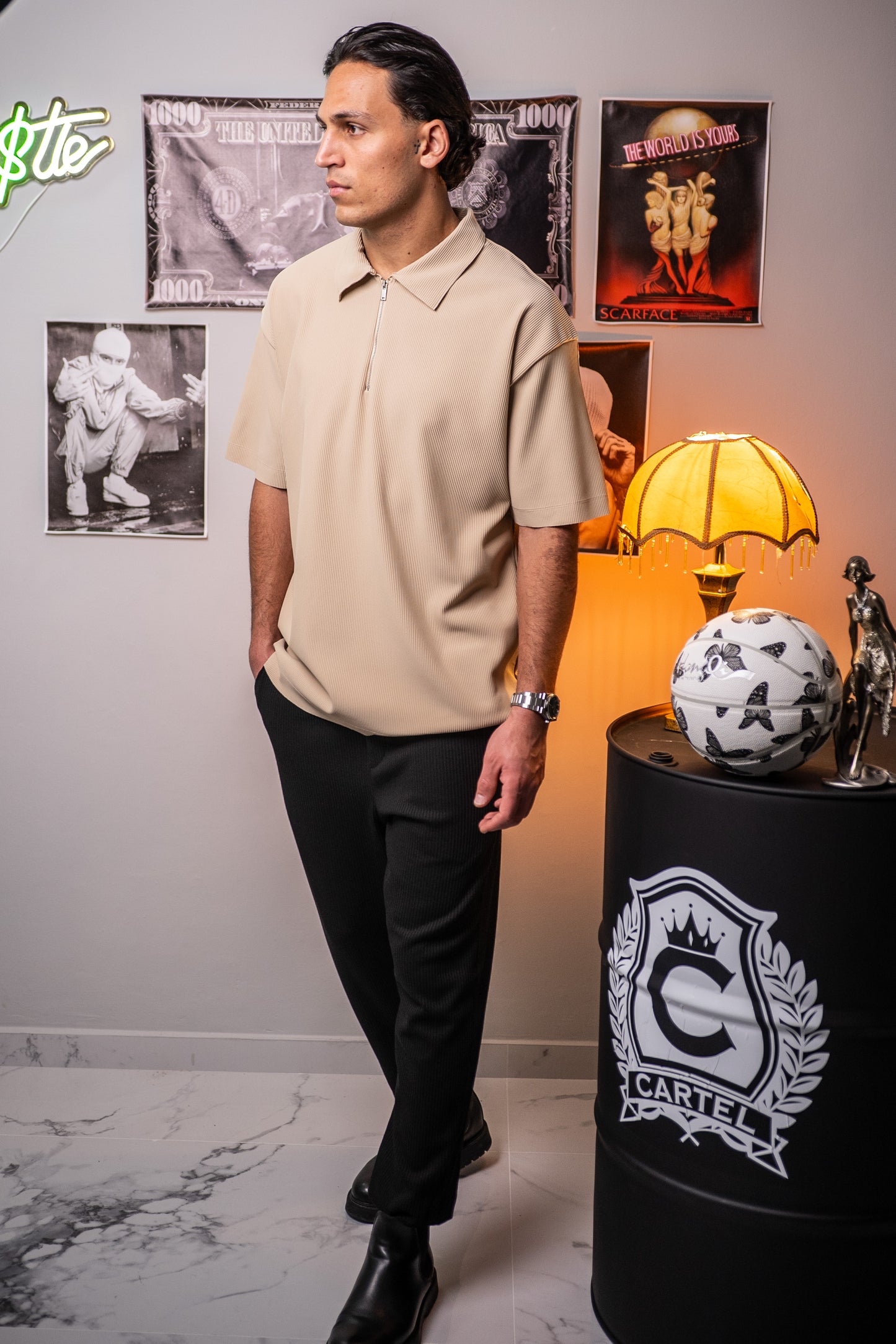 Marrakech Beige Zipped - T-Shirt