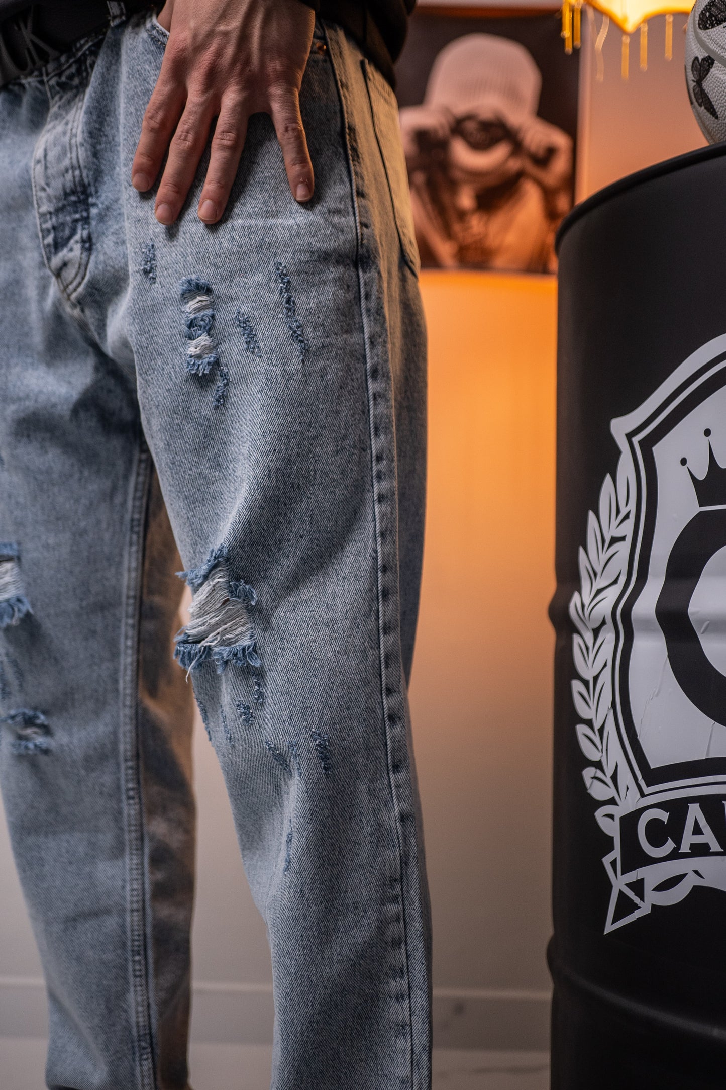 Light Blue Ripped Baggy - Jeans