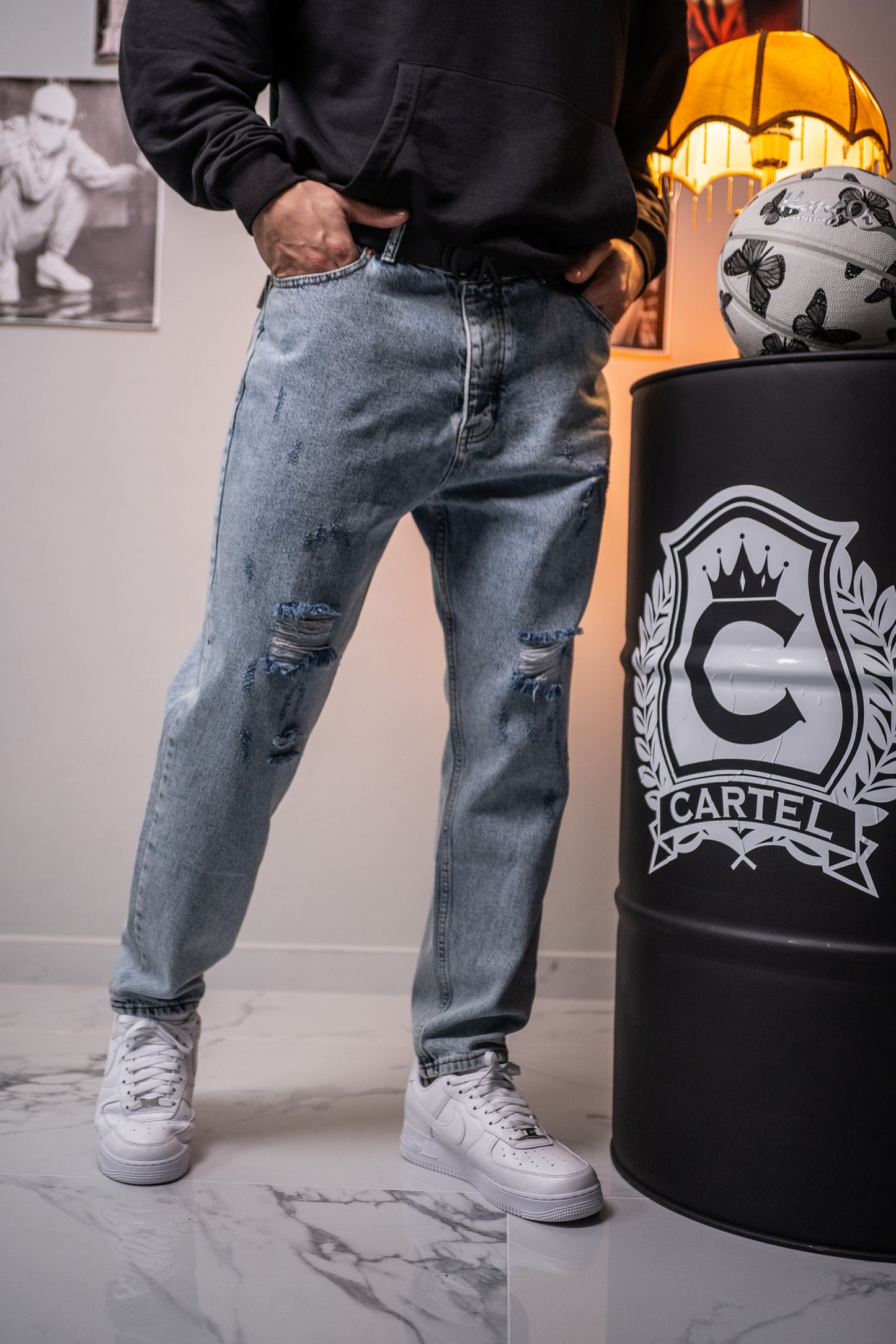 Light Blue Ripped Baggy - Jeans