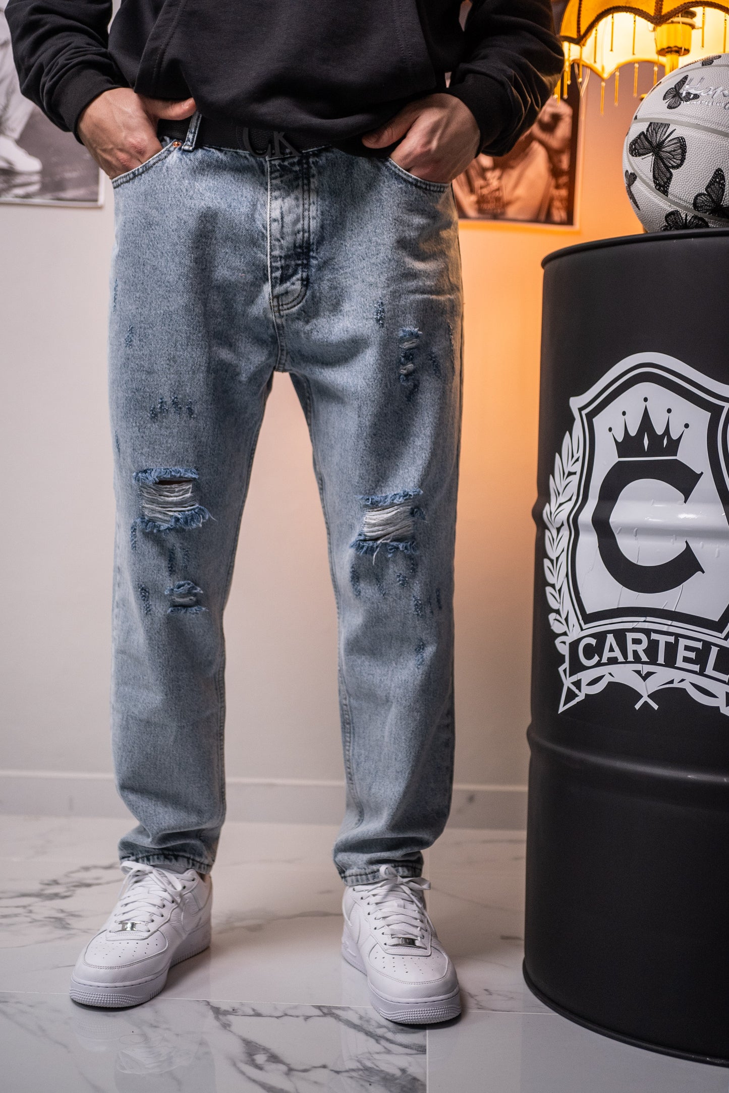 Light Blue Ripped Baggy - Jeans