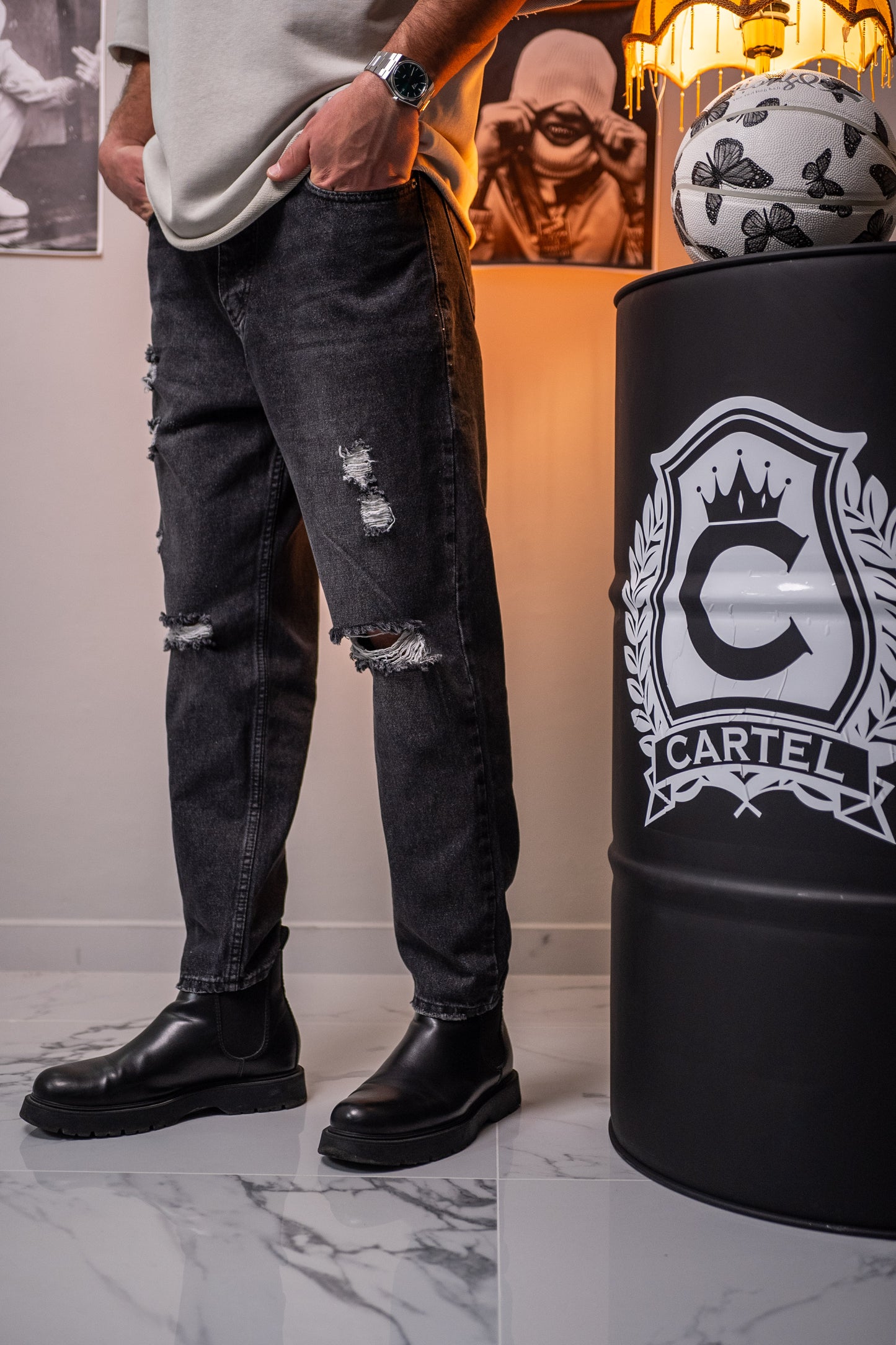 Black Ripped Baggy - Jeans