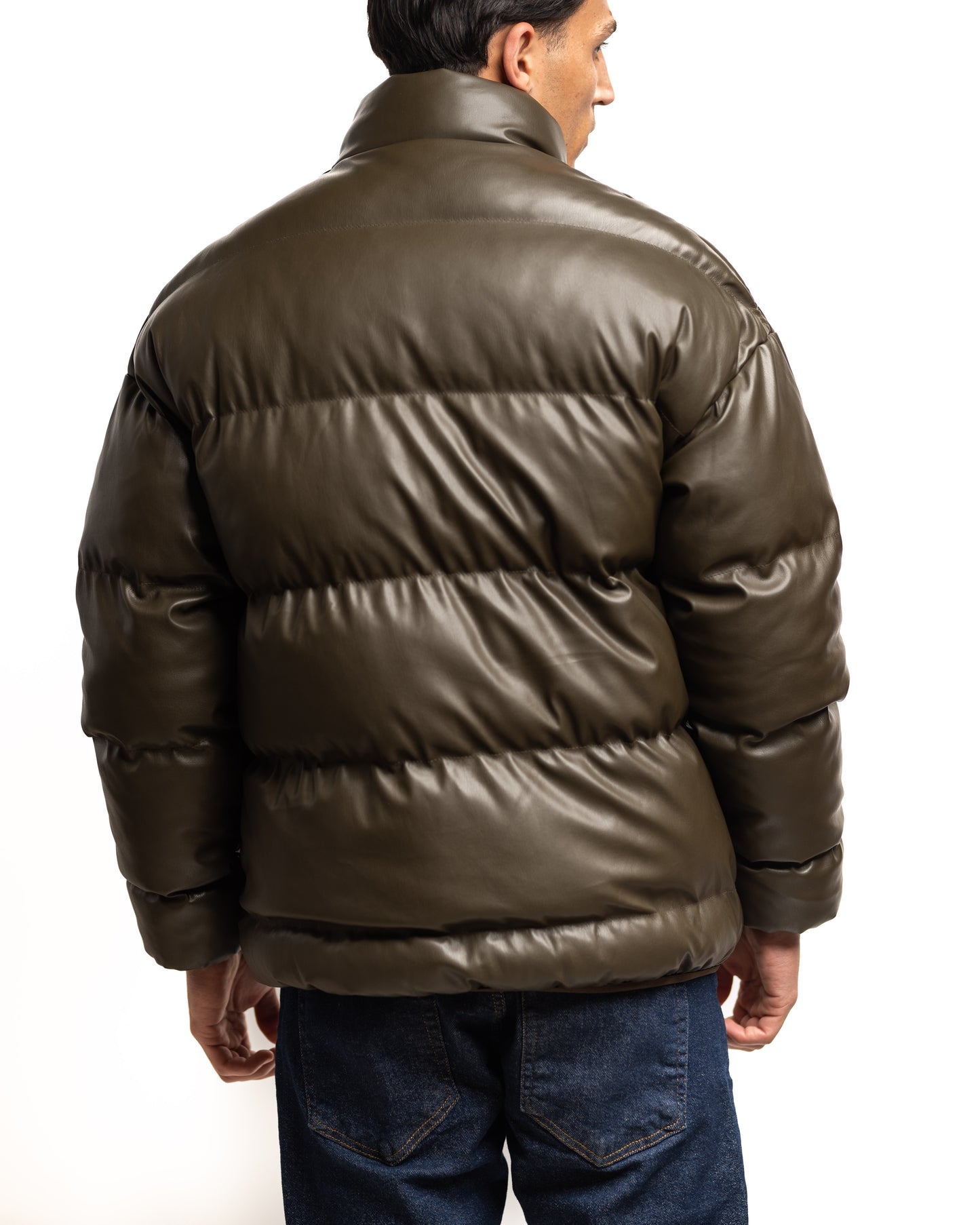 Cartel Leather Khaki Puffer - Jacket