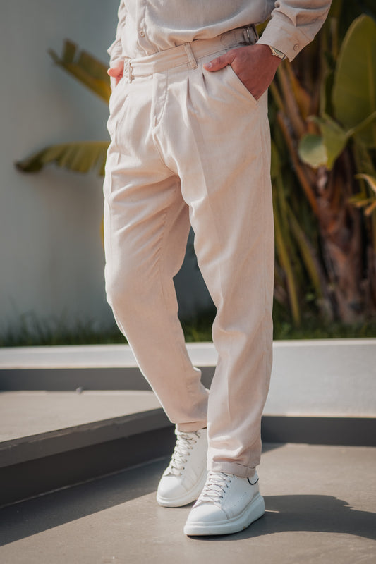 High Weist Cottle Beige - Trousers